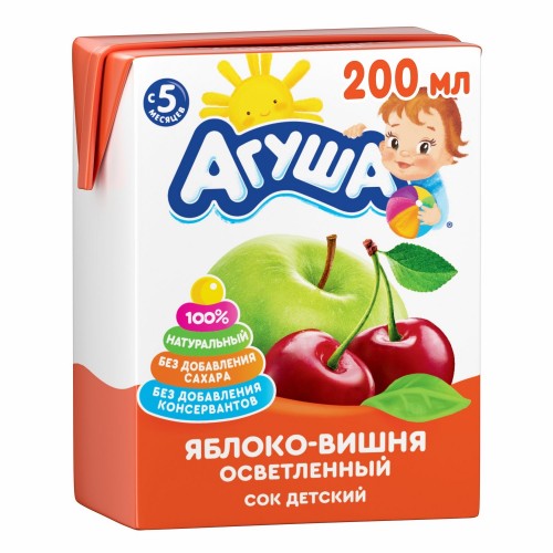 Сок Агуша Осветл Яблоко-Вишня ТБА 0,2 л