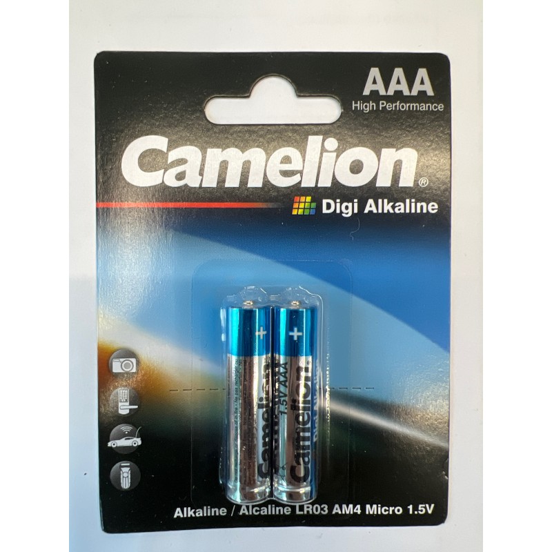Батарейка, CAMELION, LR03-BP2DG, Digi Alkaline, AAA, 1.5V, 1250mAh, 2 шт., Блистер