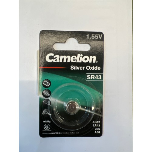 Батарейка,  CAMELION,  SR43-BP1(0%Hg)  ,  Silver  Oxide,  1.55V,  0%  Ртути,  1  шт., Блистер