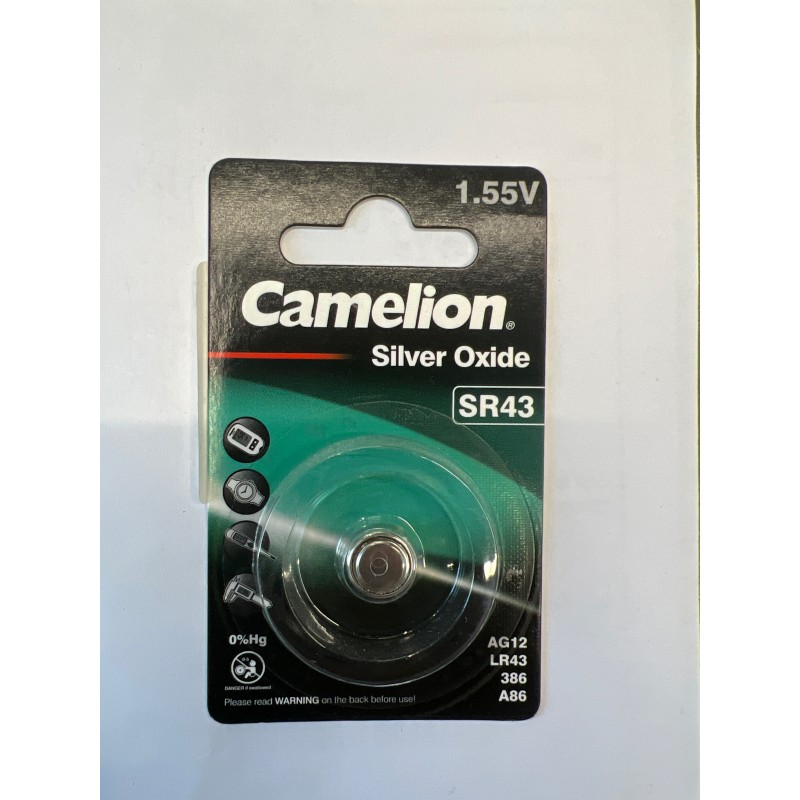 Батарейка,  CAMELION,  SR43-BP1(0%Hg)  ,  Silver  Oxide,  1.55V,  0%  Ртути,  1  шт., Блистер