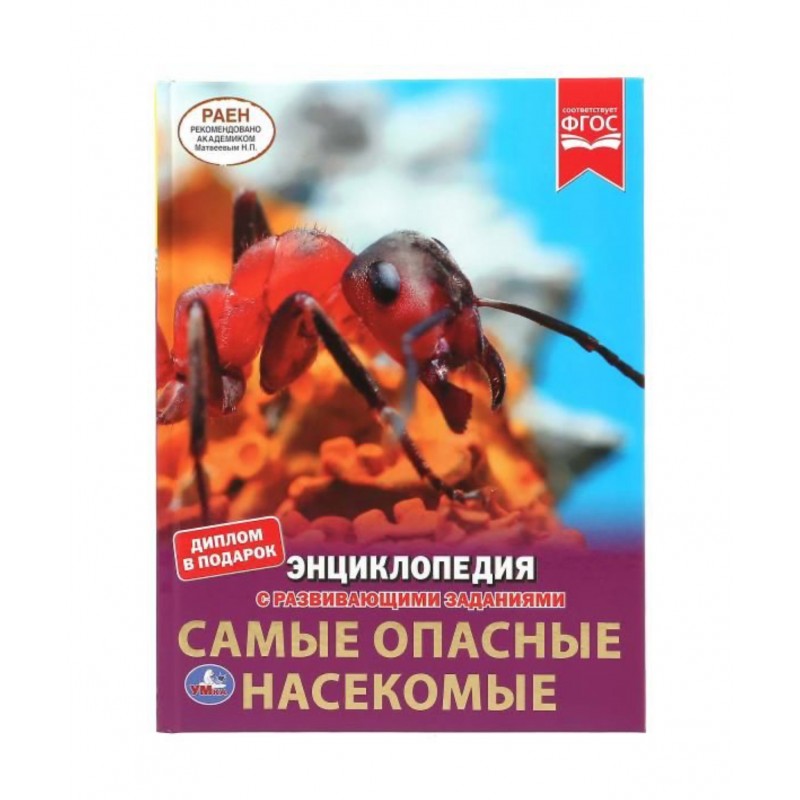 302050 Самые опасные насекомые. Энциклопедия А4 с развивающими заданиями. 197х255мм 48 стр. Умка в кор.15шт 978-5-506-04949-4