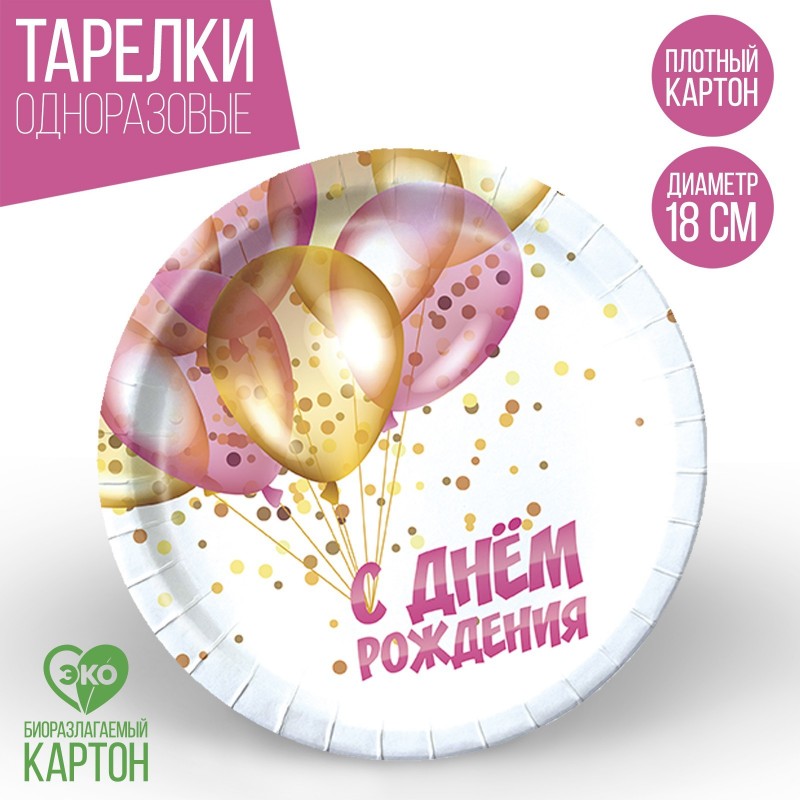Тарелка бумажная "С Днём Рождения",шары 18 см   9550447