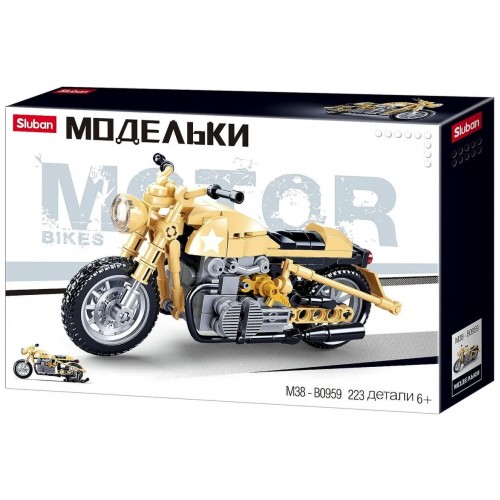 КОНСТРУКТОР SLUBAN ПЛАСТМАССОВЫЙ "МОДЕЛЬКИ: МОТОБАЙК R75" (223 ДЕТ.)