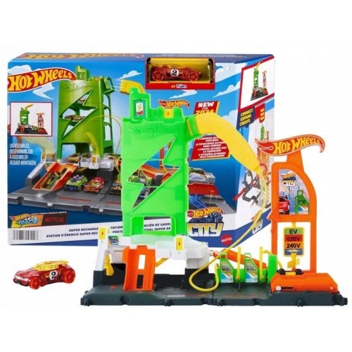 HTN79 HW ТРЕК HOT WHEELS CITY CARСУПЕРЗАРЯДНАЯ СТАНЦИЯ ДЛЯ ЭЛЕКТРОМОБИЛЕЙ