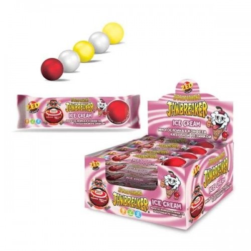 ЗУБОДРОБИЛКА Ice Cream многослойная конфета с надувной резинкой, блок 15 шт.(41г х 15 х 12)