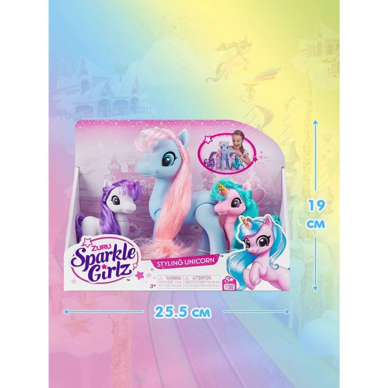 Игровой набор ZURU Sparkle Girlz "Единороги с роскошной гривой", 3шт.